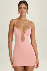 Cut-Out Open-Back Mini Dress in Apricot Pink