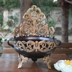 Novrla 11 Inches Decorative Brass Urli - Copper Finish - Decorative Urli Bowl For Flower & Candle Decor