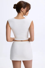 Modal Mid-Rise Micro Mini Skirt in White