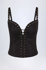 Lace-Up Top in Black