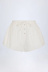 Tie-Front Cotton-Poplin Shorts in White