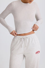 Ribbed Modal Long-Sleeve Top in Grey Marl