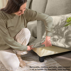 Novrla Bush Home Harper 57W Loveseat and Storage Ottoman with Slipcovers