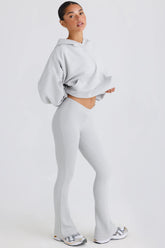 Textured Cotton Jersey Flared Trousers in Pacific Grey