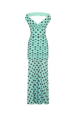 Sweet And Chic Maxi Dress Aqua Polka Dot