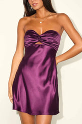 Narina Plum Satin Mini Dress