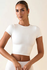 Cap Sleeve Crop Top in White