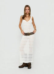 Ledena Knit V Neck Maxi Dress Cream