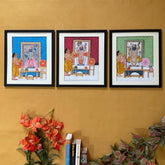 Novrla Shrinathji Pichwai Painting (Set of 3) - Handpainted Wall Decor
