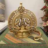 Novrla Gajalakshmi Hanging Diya For Pooja Room - Traditional Brass Lamp for Entrance Decor