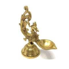 Novrla Dancing Peacock Diya - Handmade Brass lamp - Brass Diya For Pooja