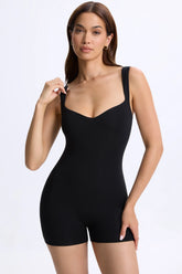 Modal Sweetheart-Neck Unitard in Black