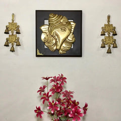 Novrla Shank Ganesha Wall Hanging with Laxmi Ganesh Bell (Set of 3)