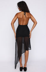 Dangerous Eyes Asymmetric Mini Dress Black