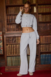 Premium Brushed Jersey Wide-Leg Joggers in Grey Marl