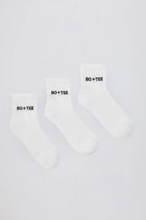 Ribbed Crew Sock Bundle in White