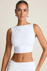 Draped Open-Back Tank Top in White