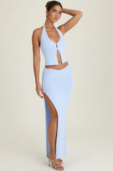 Ruched Maxi Skirt in Periwinkle Blue