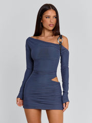 AURELLE MINI DRESS STEEL GREY