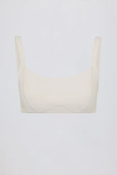 Soft Active Seam-Detail Sports Bra in Cream
