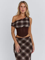 NARELLE TOP BROWN CHECK