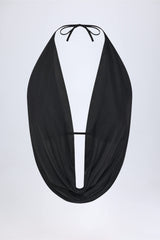 Cowl-Neck Backless Crop Top in Black