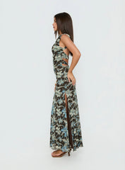 Undeniable Cut Out Maxi Dress Brown Floral Multi