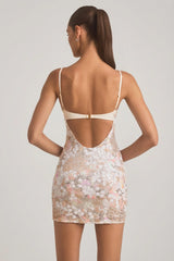 Embellished Camisole Bodycon Mini Dress in Ivory