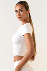 Cap Sleeve Crop Top in White