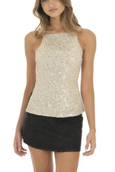 Sequin Open Back Top