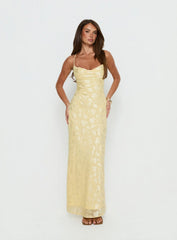 Celena Maxi Dress Lemon Burnout
