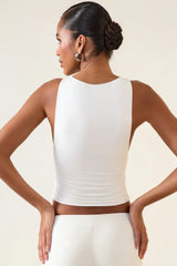 Modal Boat-Neck Tank Top in White
