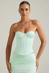 Lace-Up Corset Top in Mint