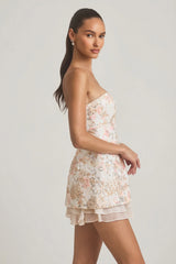 Embellished Strapless Corset Mini Dress in Ivory