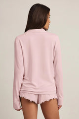 Modal Long-Sleeve Pyjama Top in Baby Pink