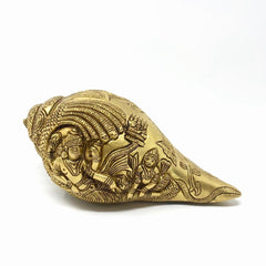Novrla Sheshnag Lord Vishnu Brass Conch (Shank) 8 Inches - Decorative Home Decor