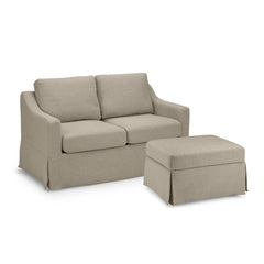 Novrla Bush Home Harper 57W Loveseat and Storage Ottoman with Slipcovers