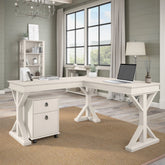 Novrla Homestead 60W Farmhouse L Shaped Desk with Mobile File Cabinet