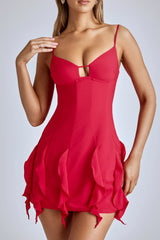 Ruffle Mini Dress in Cherry Red