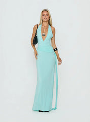 So Major Draped A-Line Maxi Dress Blue