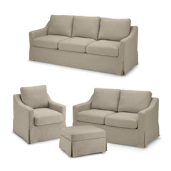 Novrla Bush Home Harper 80W Sofa, 57W Loveseat, Swivel Accent Chair, and Storage Ottoman with Slipcovers