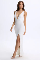 Modal Plunge Cut-Out Maxi Dress in White
