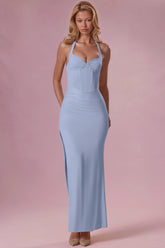 Premium Jersey Corset Bridesmaid Dress in Powder Blue
