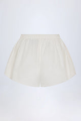 Tie-Front Cotton-Poplin Shorts in White