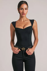 Sweetheart-Neck Bodysuit in Black