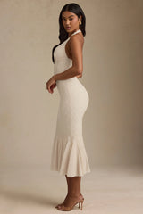 Halterneck Corset Lace Midaxi Dress in Ivory