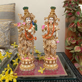 Novrla Radha Krishan Marble Dust & Resin Idol - Hindu God Statue - Decorative Murti
