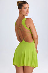Plunge Cut-Out Mini Dress in Lime Green