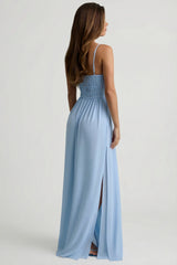 Shirred Camisole Maxi Dress in Sky Blue