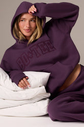 Embroidered Oversized Hoodie in Plum